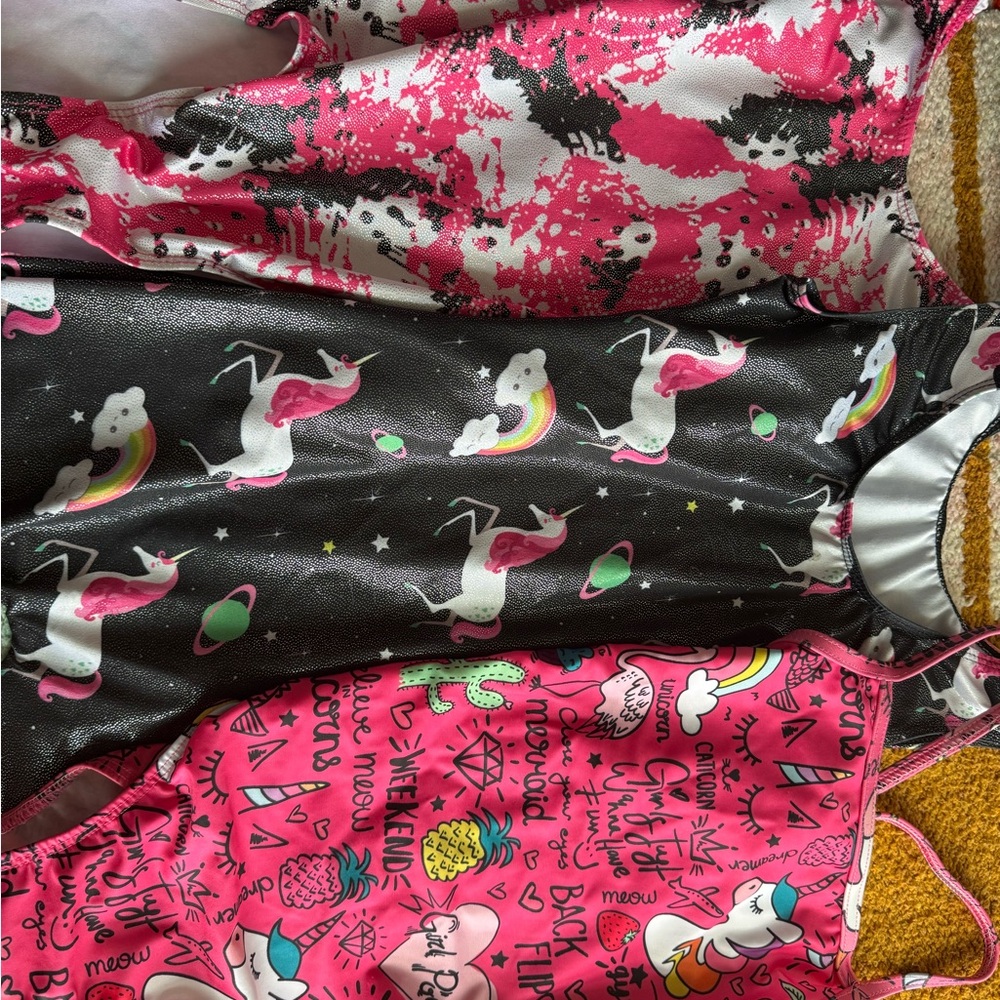 Girls Unicorn and Cat Print Leotards
